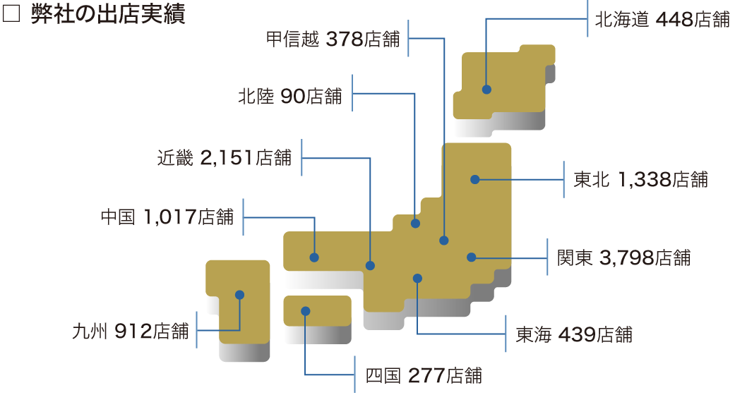 弊社の全国出店実績