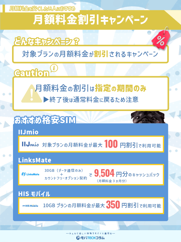 月額料金割引キャンペーンの詳細