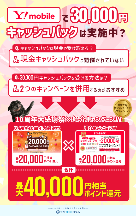 ワイモバイルのキャッシュバックのまとめ画像