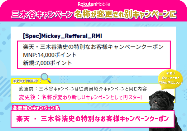 三木谷キャンペーンの名称変更に関する画像