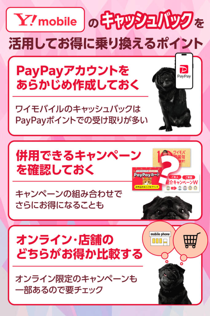 ワイモバイルでキャッシュバックを活用して乗り換えるポイント