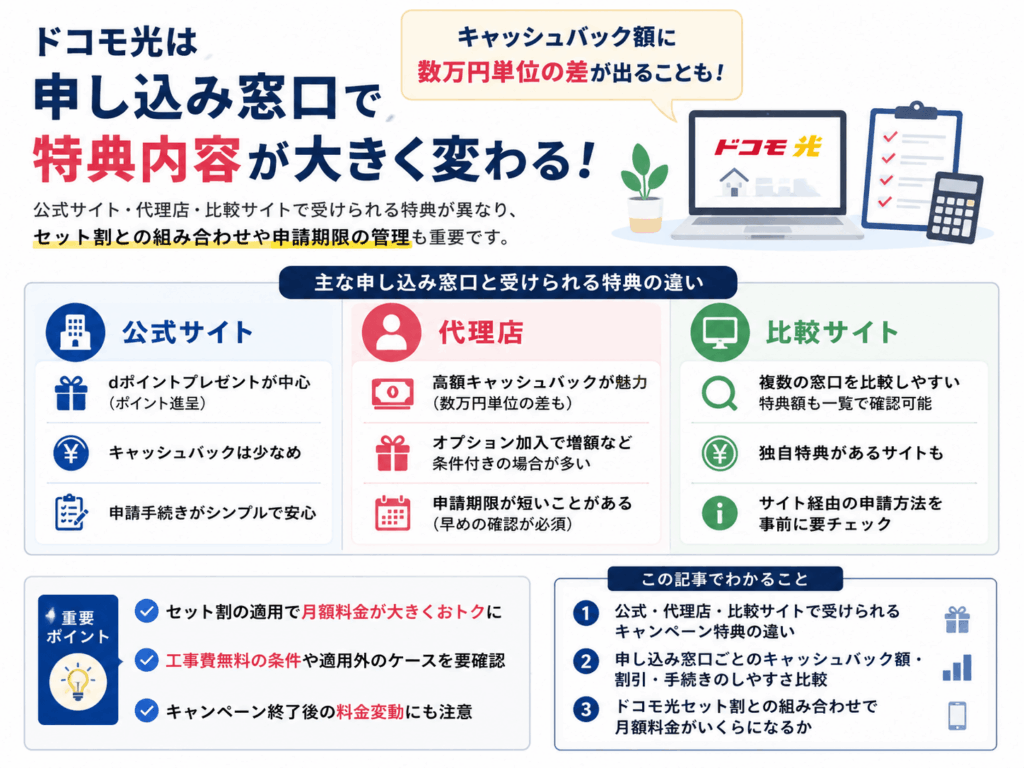 ドコモ光回線キャンペーンについてのポイントまとめ画像