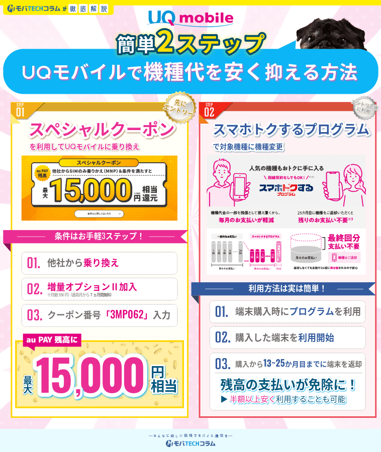 UQモバイルで機種代を抑えて乗り換える方法