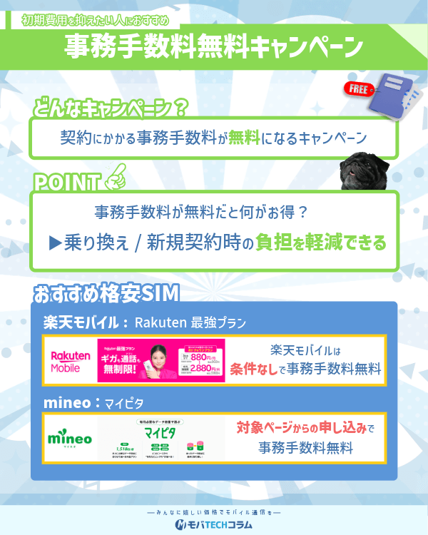 事務手数料無料キャンペーンの詳細