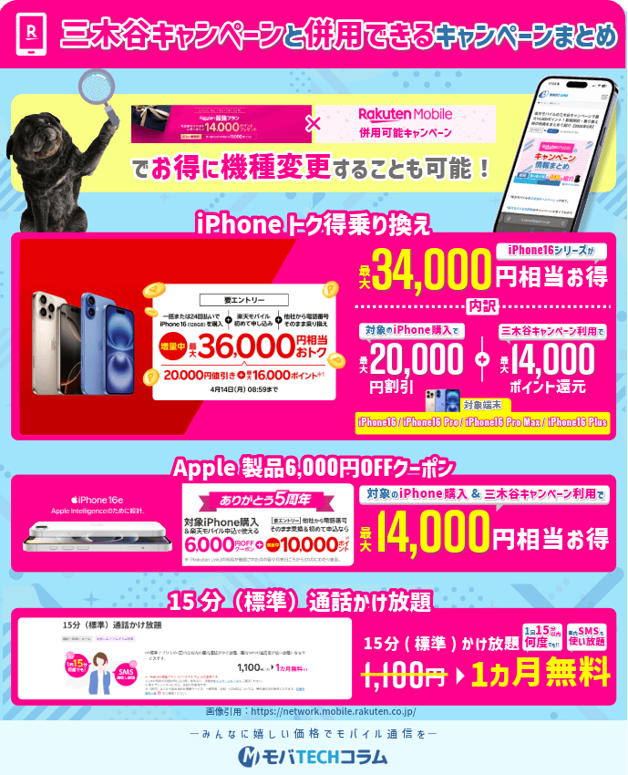 三木谷キャンペーンと併用できるキャンペーンの画像