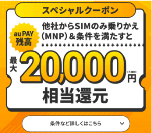 UQモバイル20,000ポイント還元キャンペーンバナー