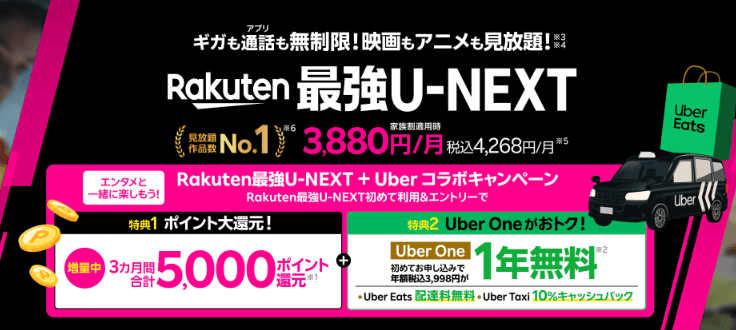 楽天モバイル最強U-NEXTのバナー