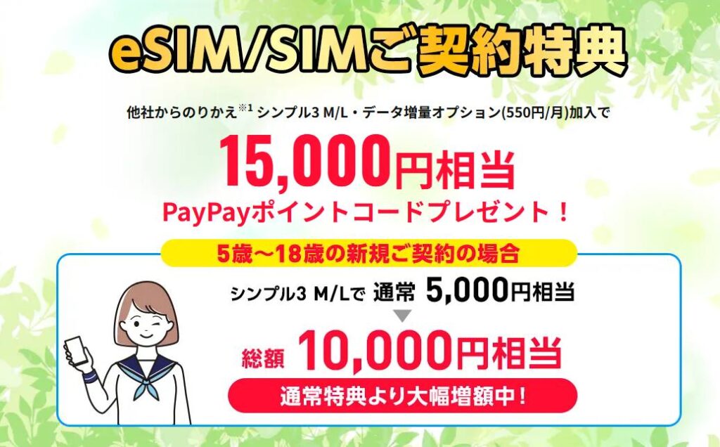 eSIM/SIMご成約特典の画像