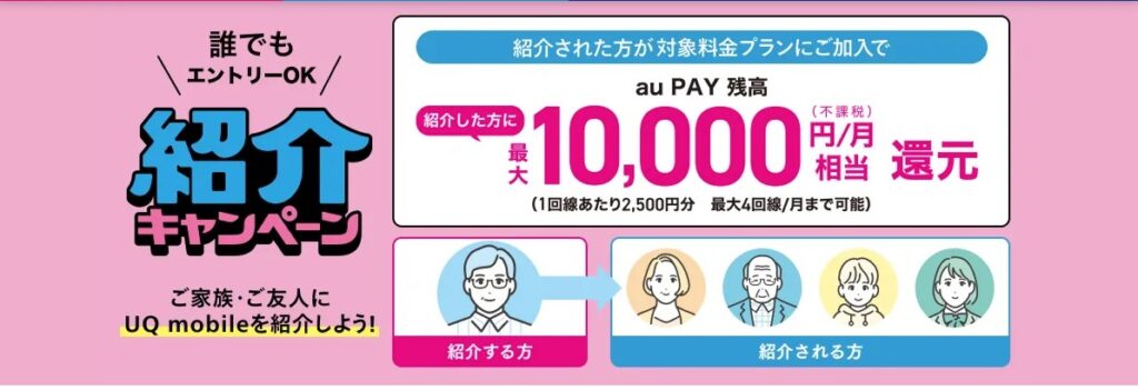 UQモバイル紹介キャンペーンのバナー画像